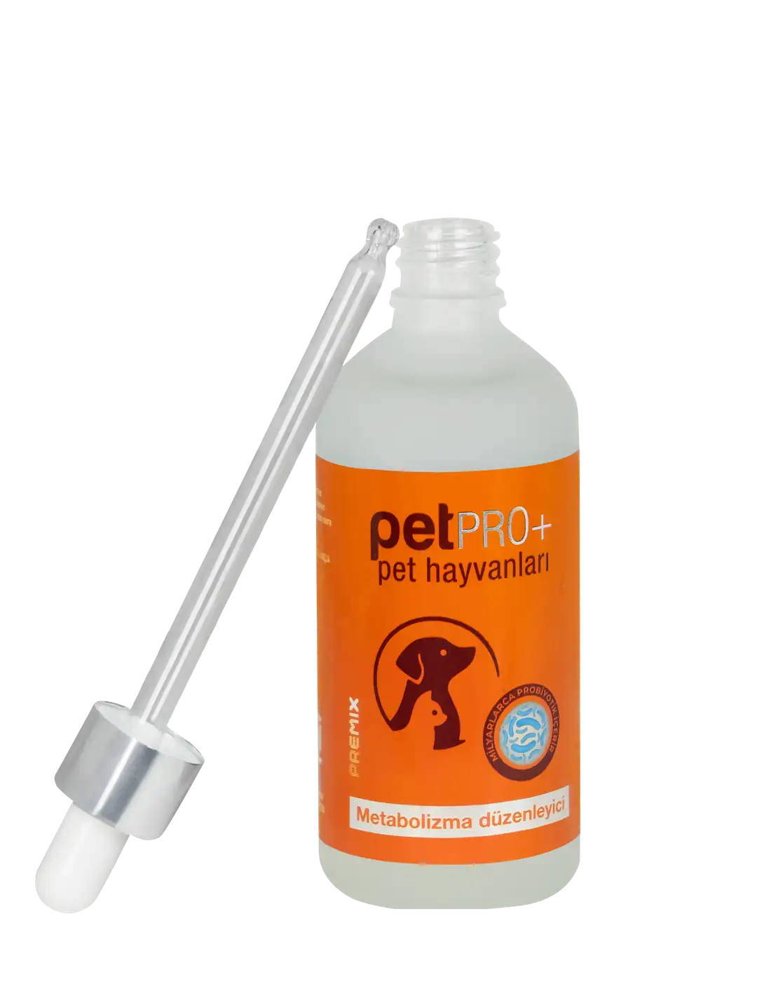 PetPro+ probiyotik damla şişesi ve damlalığı