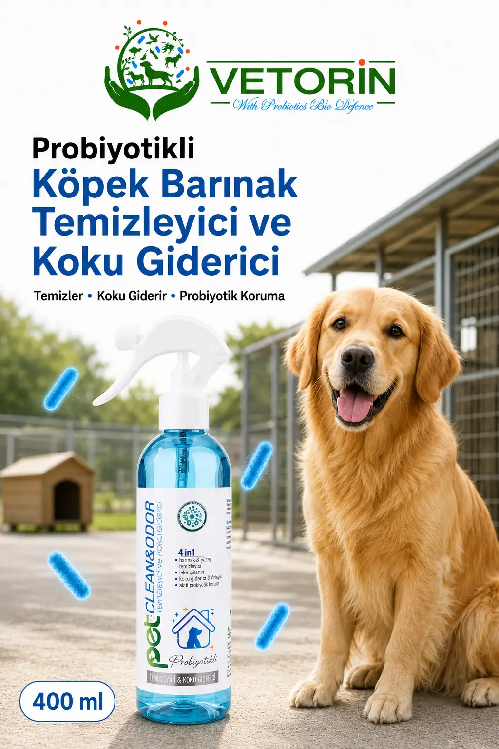 Vetorin Köpek Barınak Temizleyici & Koku Giderici Sprey 400 ml